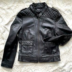 Genuine leather moto jacket DKNY